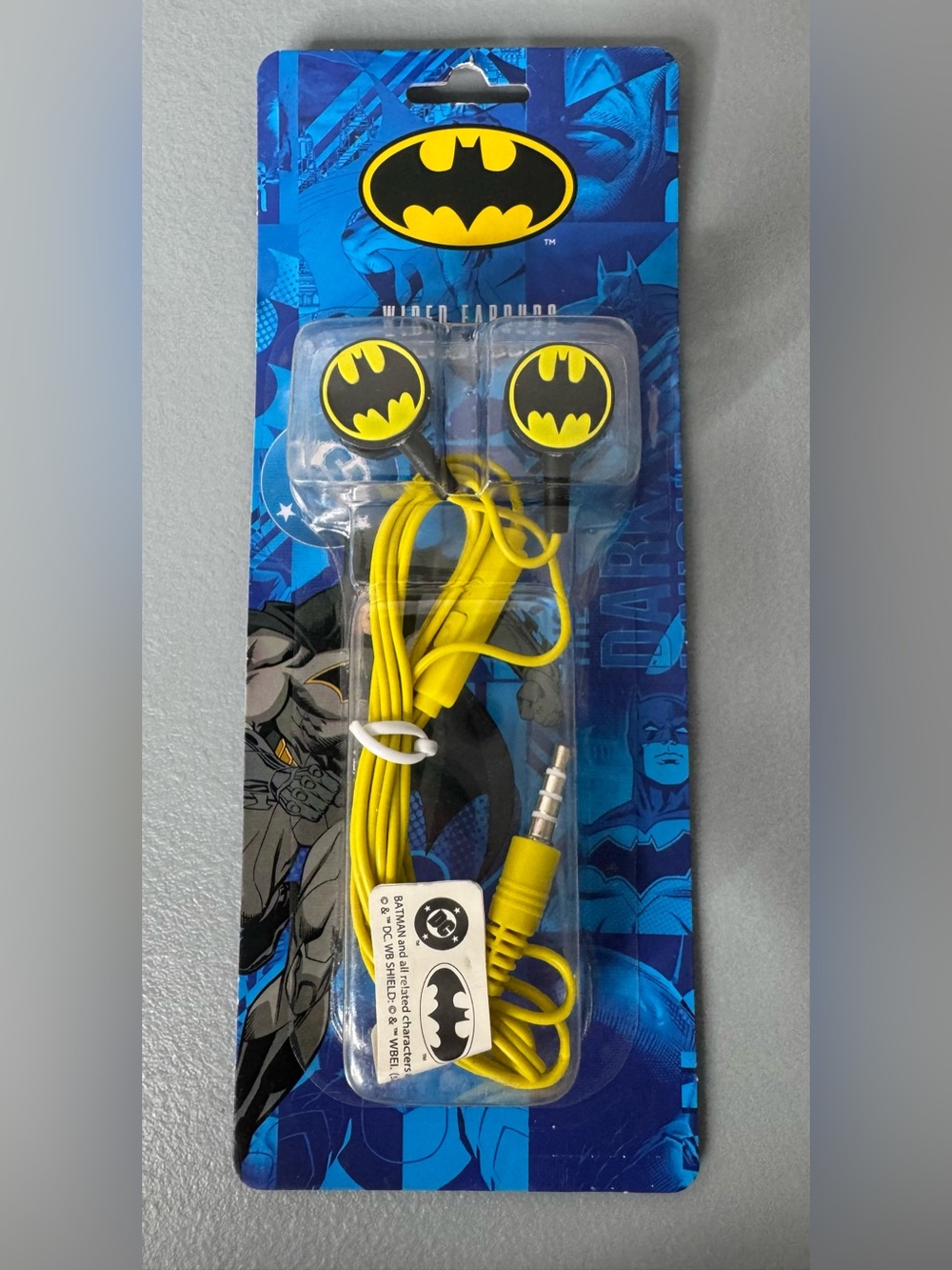 DC Comics Batman Yellow Wired Earbuds with Logo original graphics